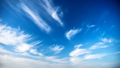 beautiful blue sky with white cirrus clouds