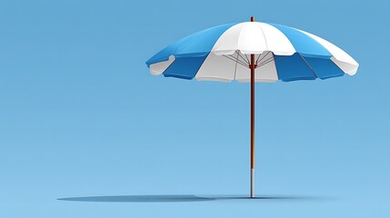 Fototapeta premium Colorful Beach Umbrella Providing Shade on a Clear Blue Sky Background Ideal for Summer Vacation Imagery
