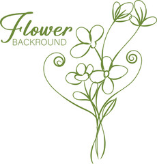 Elegant Green Line Art Flower Background Illustration for Design