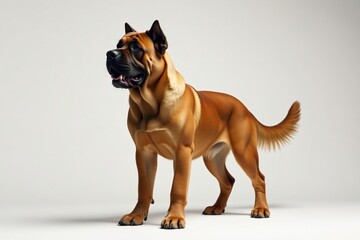 Obraz premium Majestic mastiff, powerful stance, white background, guardian, mastiff, muscles