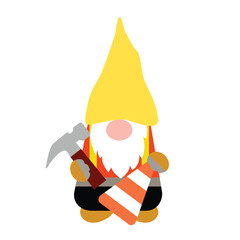 Cute cartoon building worker gnome