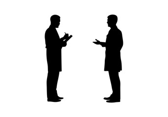 A doctor standing and giving advice to a patient, vector