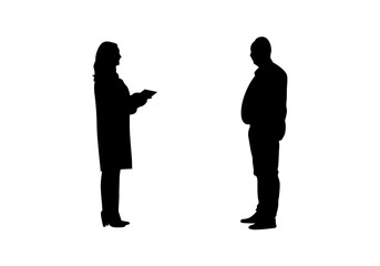 A doctor standing and giving advice to a patient, vector