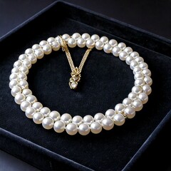 Elegant Pearl Necklace on Velvet Tray – Luxury Jewelry Photography
