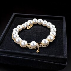 Elegant Pearl Necklace on Velvet Tray – Luxury Jewelry Photography
