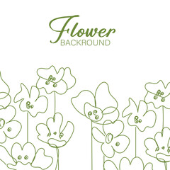 Elegant Olive Green Line Art Flower Background for Design