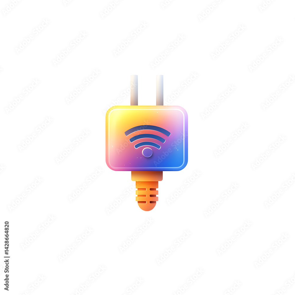 Poster vibrant abstract depiction of a wireless internet connection or wifi technology concept with a styli