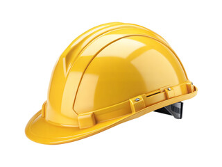 Fototapeta premium Yellow hard hat, construction safety helmet isolated on transparent background.