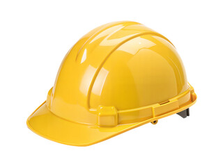 Fototapeta premium Yellow hard hat, construction safety helmet isolated on transparent background.