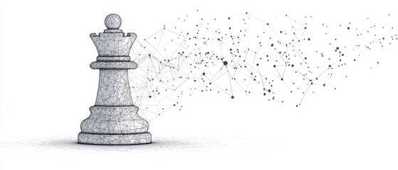 Fototapeta premium Chess Queen with Abstract Network.