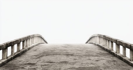 Obraz premium An ancient stone bridge receding into a misty, white expanse