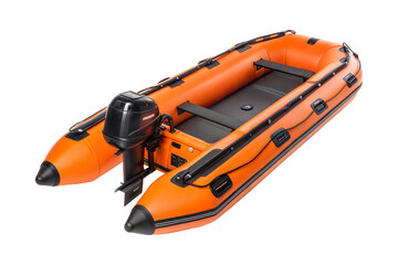 Orange rescue boat isolated on transparent background. Png