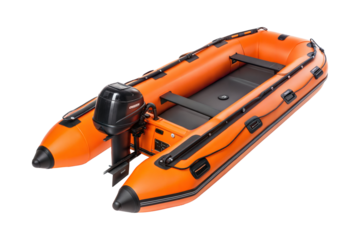 Orange rescue boat isolated on transparent background. Png