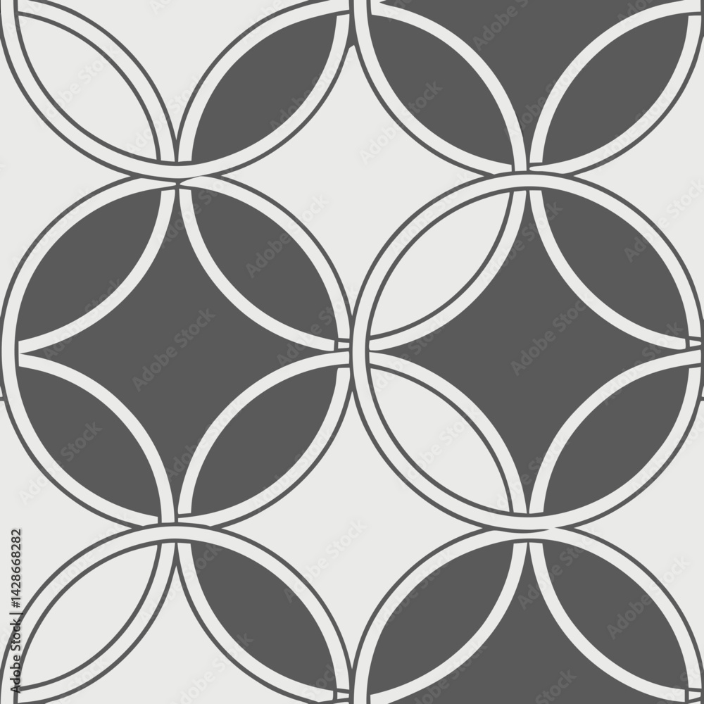 Poster seamless vector pattern with circular shapes in gray and white