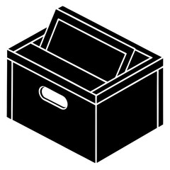 A black metal container, a 3D object isolated for secure storage