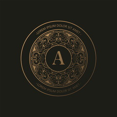 Elegant vintage monogram logo flourish line art graceful ornamentation victorian style