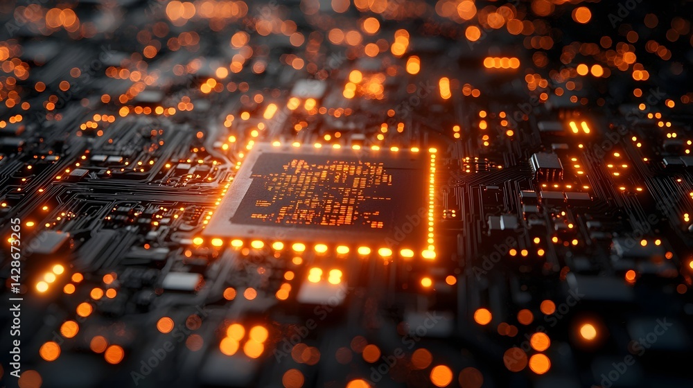 Poster glowing circuit board representing emotion and sentiment analysis