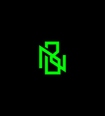Abstract Green Neon Intertwined NB Logo Design Graphic