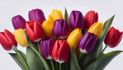 Obraz premium bunch of red purple and yellow tulips