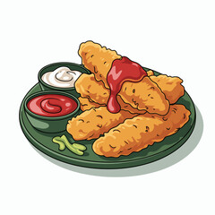 Crispy Chicken Tenders with Dipping Sauce on Plate