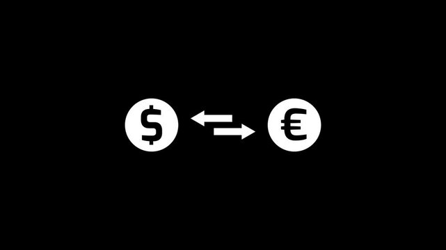 exchange animated icon dollar to euro 4k