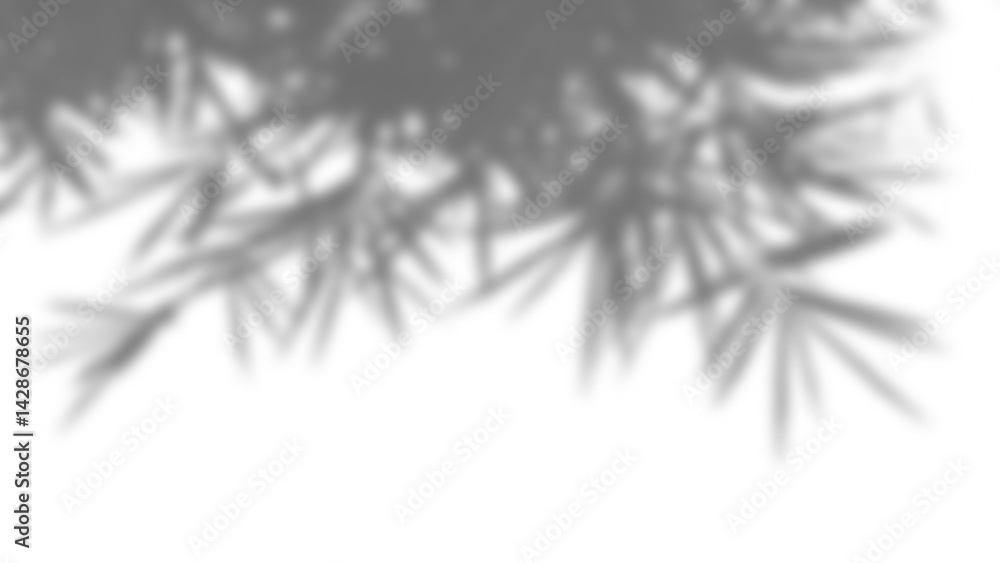 Aufkleber Realistic shadow overlay of blurred plant branches and leaves creates natural foliage effect, perfect for spring or summer product display mockups and design elements