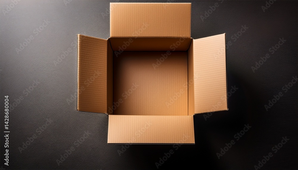 Poster a top down shot of an empty cardboard box offering a blank slate for designers and creators to craft