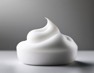 a premium standalone white cleansing mousse foam with a rich creamy texture ideal for shaving and deep cleansing elegantly displayed against a soft light grey background