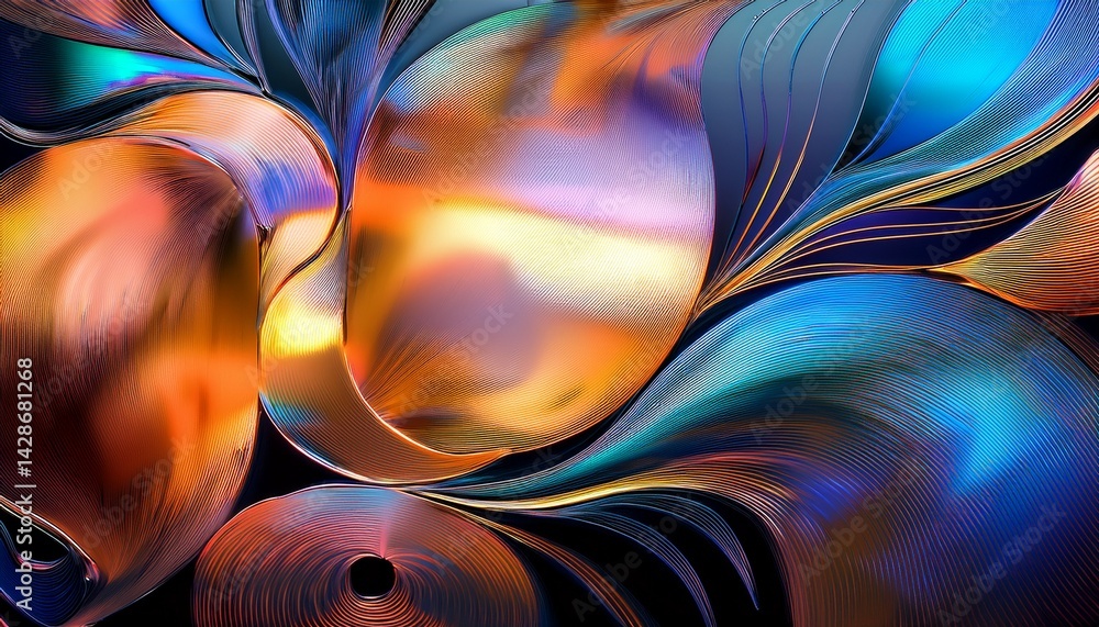 Aufkleber abstract composition featuring dynamic forms in topaz style