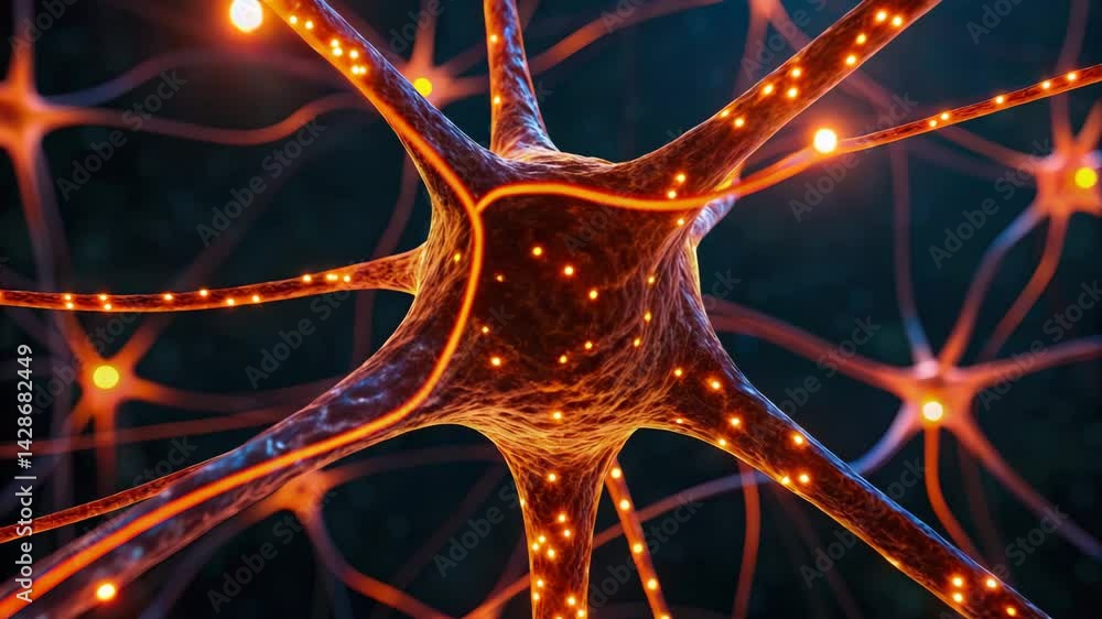 Poster a vivid illustration of a neural network intertwined with genes linked to inflammation.