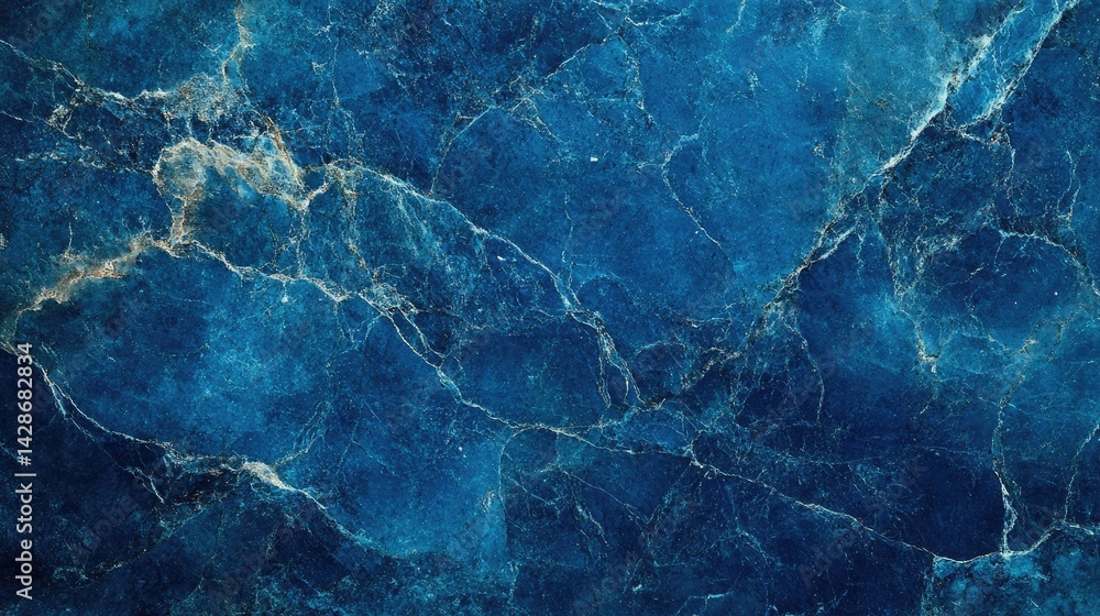 Poster dark blue marble texture background with intricate veins and elegant patterns