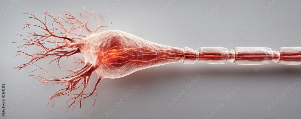 Aufkleber axon nerve cell illustration with intricate branching structure.