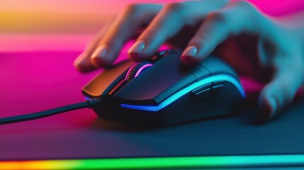 Gamer using high-dpi mouse during intense esports competition