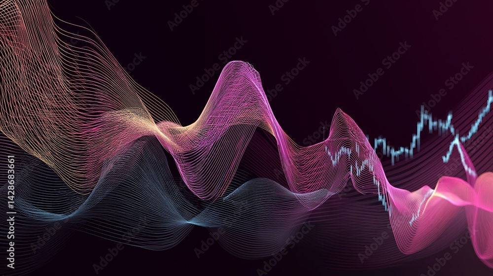 Poster Abstract representation of market volatility using waves and graphs