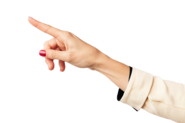 Woman's Hand Pointing Gesture Isolated on Black Background