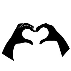 Obraz premium Two hands making heart shape, love silhouette icon