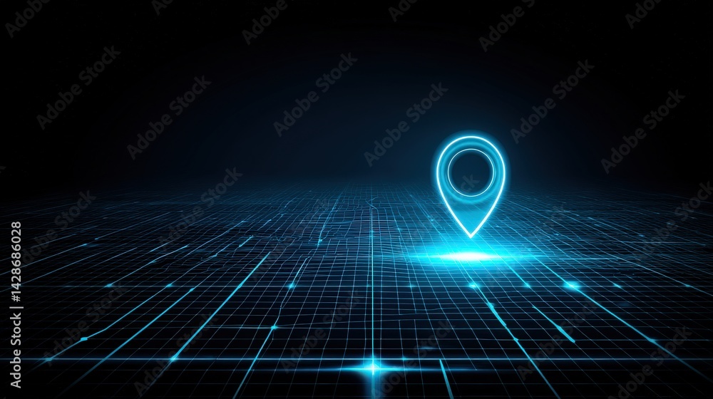 Aufkleber a digital representation of a location pin on a grid, symbolizing navigation and mapping technology 