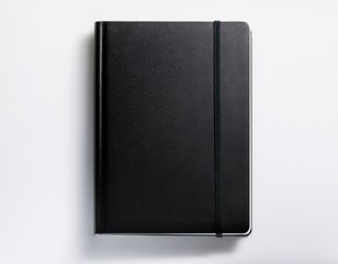 black book diary blank cover notebook on white background