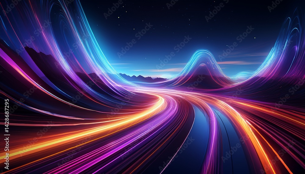 Aufkleber abstract glowing light trails creating a stunning futuristic landscape pattern design generative ai