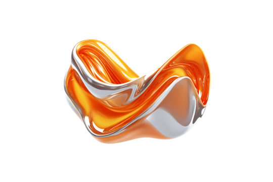 Orange and silver liquid swirl on a black background