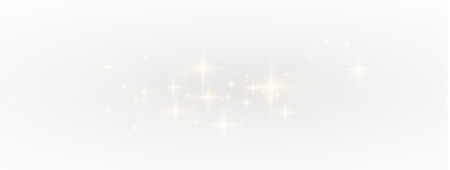 Magical glowing effect with glitter dust, starburst flare, and elegant gold shine. Isolated PNG vector for luxury card design, holiday overlay, or fantasy festive background.   © ALLA