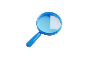 Blue magnifying glass on a white background