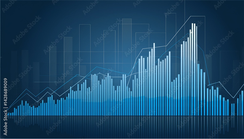 Poster bar graph illustration statistics and data analysis concept
