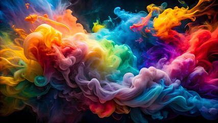 Obraz premium A vibrant explosion of colorful smoke dances