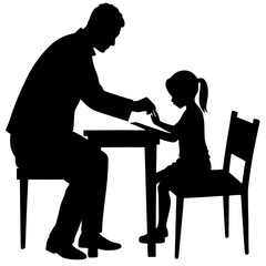 Father helping daughter with homework vector