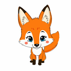 Fototapeta premium Cute vector illustration of a charming fox with bright blue eyes and a friendly smile