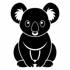 Black Koala Outline Vector Illustration