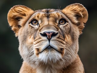 Fototapeta premium Lioness Portrait: A Majestic and Serene Close-Up