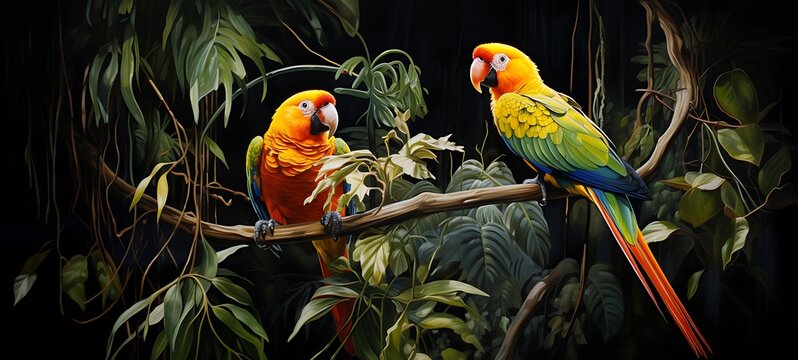 Mini world of parrots in round magic protectorv