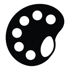 Isolated Black Vector Artist Element paint palette With White Background